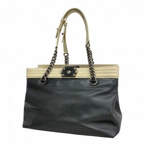 CHANEL Black Leather Tote Bag